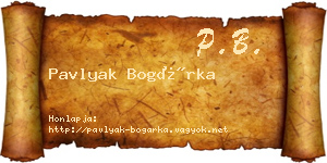 Pavlyak Bogárka névjegykártya